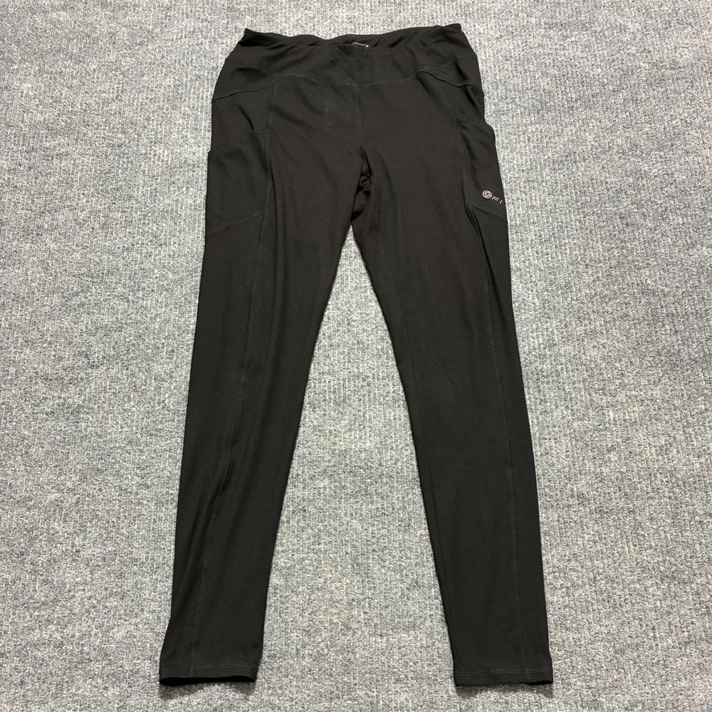 White Cross Fit Womens Leggings Medium Black Stretch Side Pockets Mid Rise